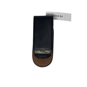 Coach money clip  Crossgrain leather new  Gunmetal/Light Saddle
